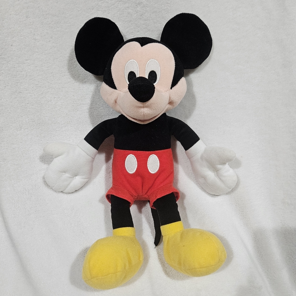 Disney Mickey Mouse Collectible Plush 15” in Red white Black Soft Black Eyes